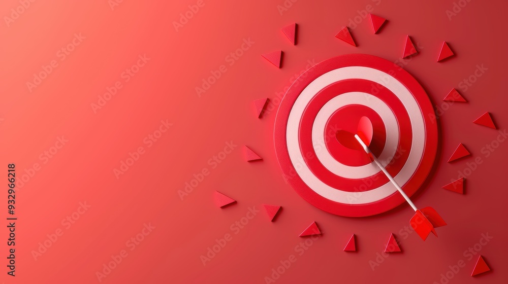 Poster a minimalist red target design, symbolizing precision and focus, with ample copy space for customiza
