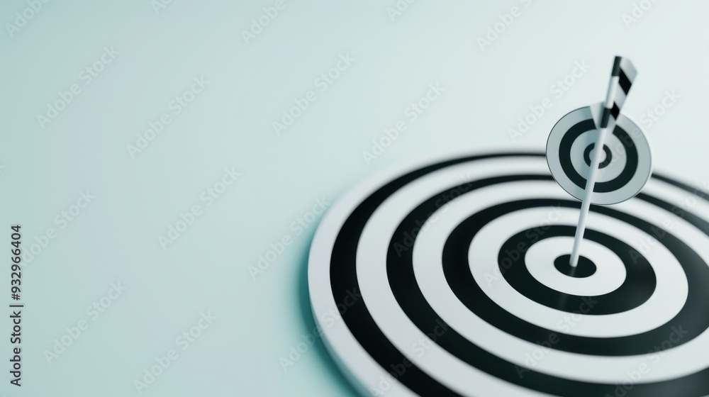 Poster a sleek and professional image of a silver target on a minimalist background, with ample copy space 