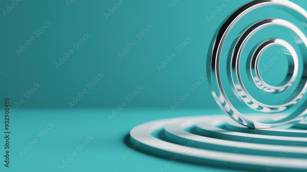 Poster an elegant silver target design on a minimalist background, providing ample copy space for adding te