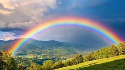 Natural beauty with bright rainbows and spring views
