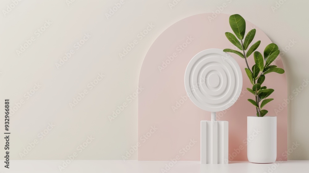 Poster a minimalist white background with a target design, featuring clean lines and ample copy space for a