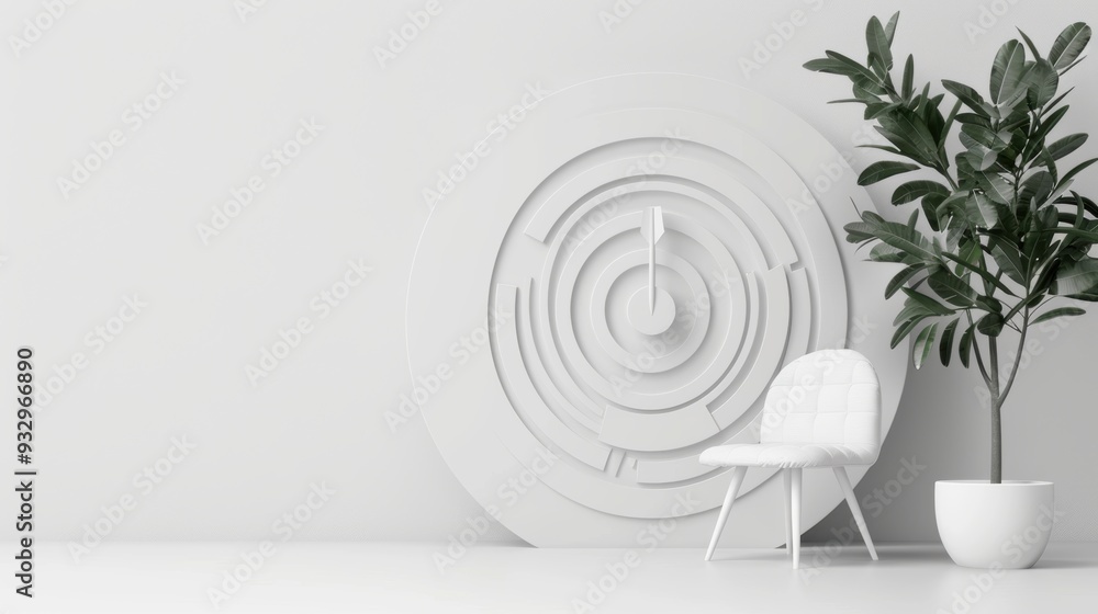 Poster a sleek white surface with a target motif, offering a minimalist and stylish backdrop for adding tex