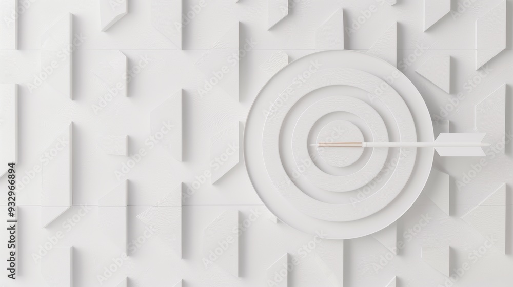 Poster an elegant white backdrop with a target pattern, designed in a minimalist style with plenty of space