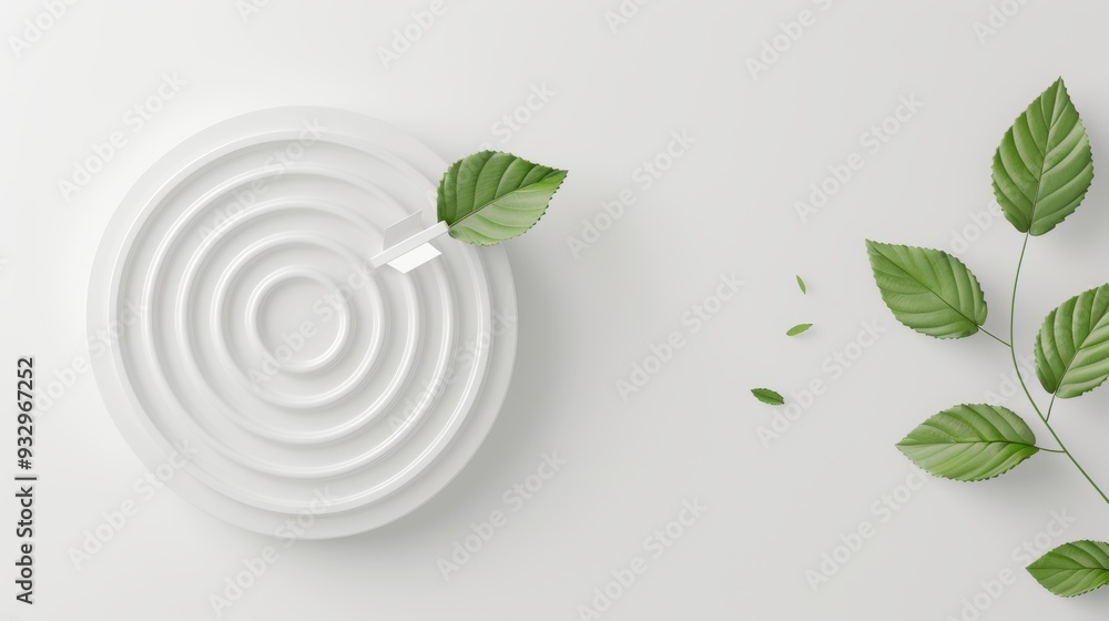 Poster an elegant white backdrop with a target pattern, designed in a minimalist style with plenty of space