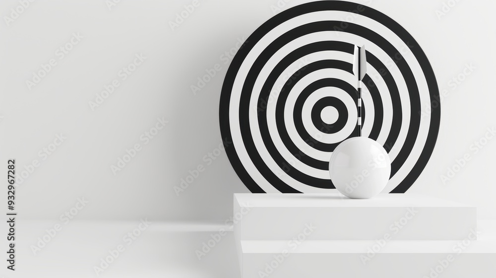 Aufkleber a modern white background with a target design, featuring a minimalist layout and clean, crisp lines