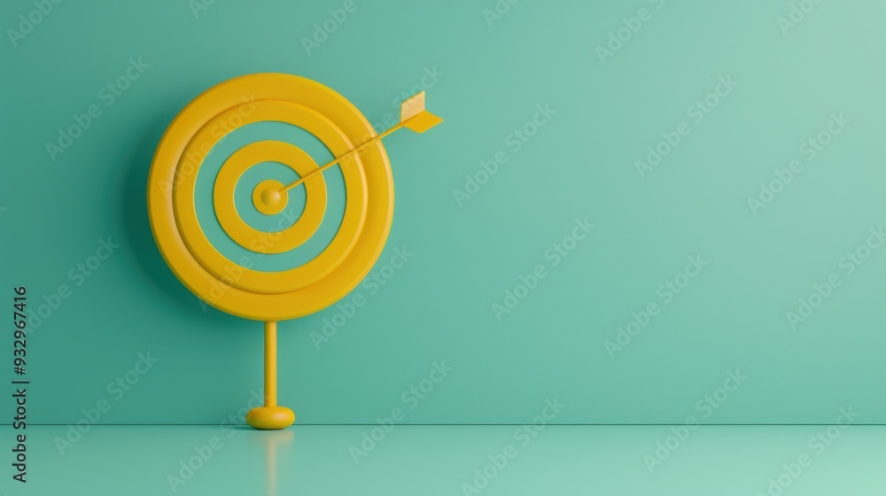 Poster a striking yellow target on a plain background, representing focus and determination. the image is i