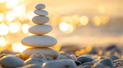 Obraz premium Zen Stones at Golden Hour