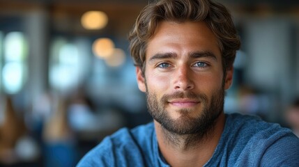 Obraz premium portrait of confident young businessman during team meeting.jpg