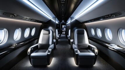 Classy and luxurious flight interior.