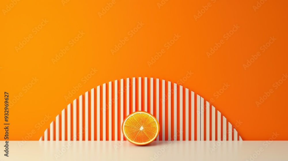 Poster a bold orange symbol illustrating an idea, presented in a minimalistic design with clear, open copy 