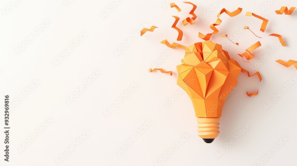 Poster an orange symbol depicting an idea, featured in a minimal design with generous copy space for additi