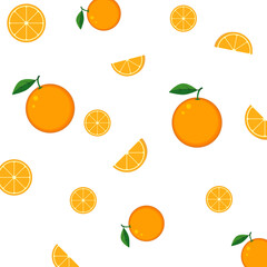Fresh orange.Whole orange fruits and an orange cut in half.vector illustration.Orange fruit. Oranges that are segmented on a white background in a flat vector