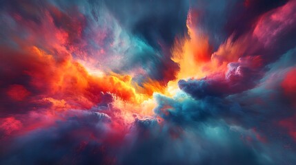Fototapeta premium An abstract colorful sky with vivid clouds, creating a dramatic and atmospheric background.