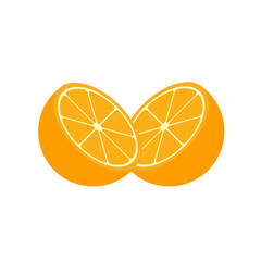 Fresh orange.Whole orange fruits and an orange cut in half.vector illustration.Orange fruit. Oranges that are segmented on a white background in a flat vector