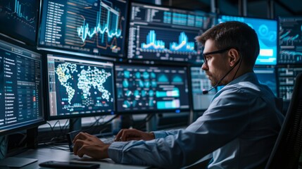 business people using website or AI software technology analyze data and big data technology. business analysis and display images of complex data sets on a computer on the screen