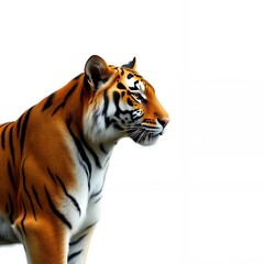 Obraz premium Majestic tiger resting in a calm posture on white background