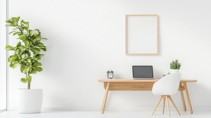 Home office setup, VR real estate exploration, 3D illustration