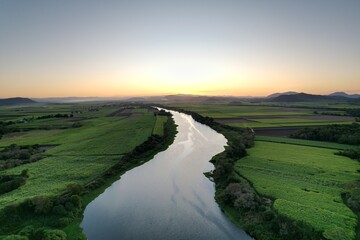 Aerial sunset of DumbeltonWier Mackay Queensland Australia