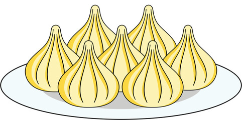 Modak sweet dish plate vector illustration for Ganesh Chaturthi festival prasad