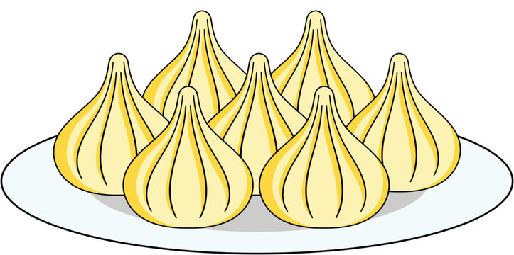 Modak sweet dish plate vector illustration for Ganesh Chaturthi festival prasad