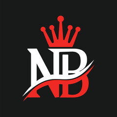Crown NB logo design. Luxury Crown BN logo vectors. NB logo vectors. BN logo design. Letter B vectors icon. Simple N monogram. King crown icon vectors