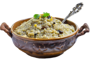 delicious bajra khichdi on a isolated on white backgroun. Generative AI.