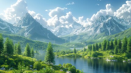 Create an image of a renewable energy expo showcasing the