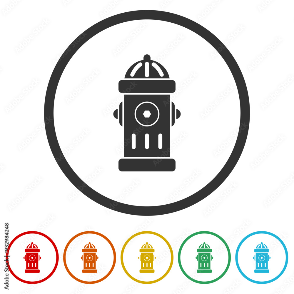 Poster fire hydrant icon. set icons in color circle buttons