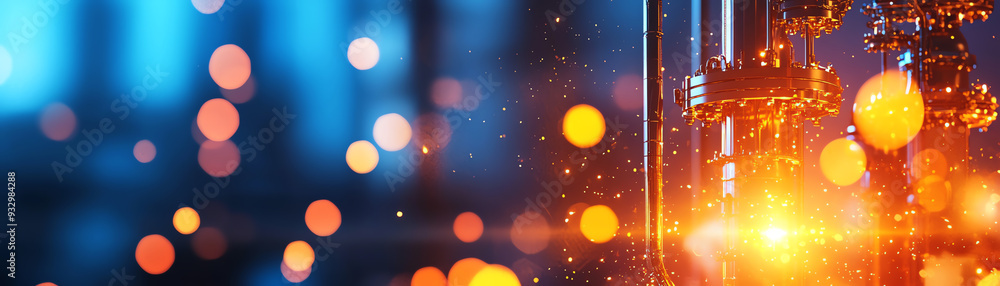 Poster a vibrant abstract image featuring glowing lights and bokeh effects, creating a captivating and ener