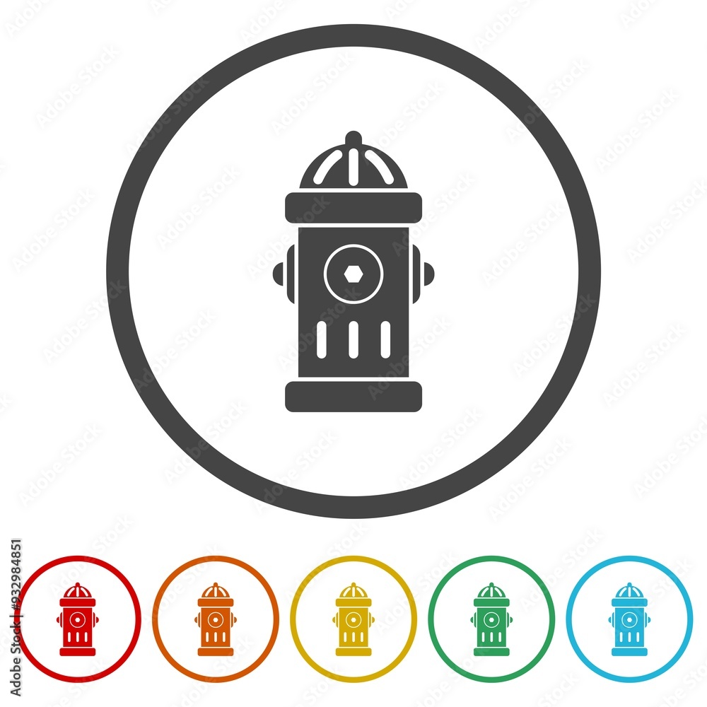 Poster fire hydrant icon. set icons in color circle buttons