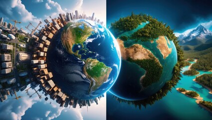 Fototapeta premium City Earth or Nature Earth