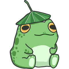 Cute Frog With Lotus Leaf On The Head