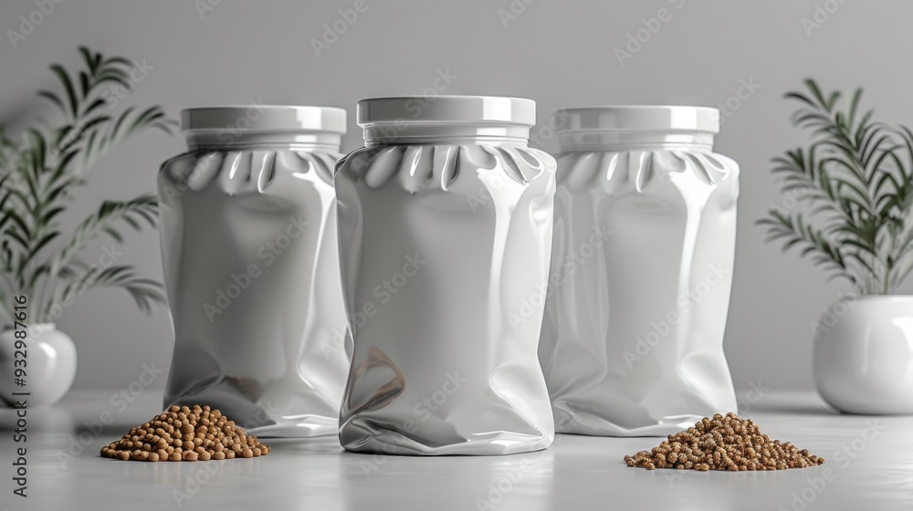 Poster design polyethylene packaging mockups with attention to scale and proportions for accuracy.