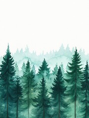 Fototapeta premium Enchanting Watercolor of a Mystical Forest Filled with Glowing Fairy Lights Hanging from the Lush Foliage