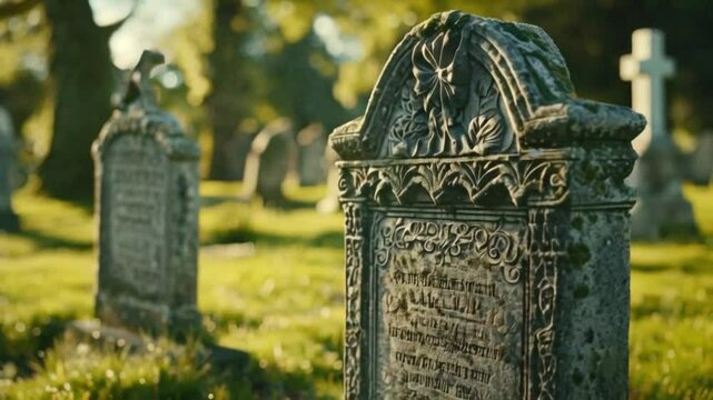 tombstone on grave at day