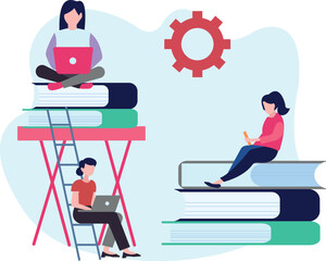 Students are studying.