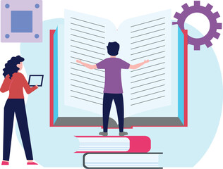 Fototapeta premium The boy is reading a book.