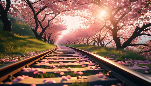 A serene journey through spring embrace as the day wanes 544