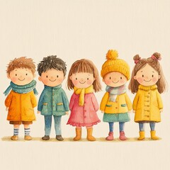 Joyful Gathering of Diverse Children in Spring