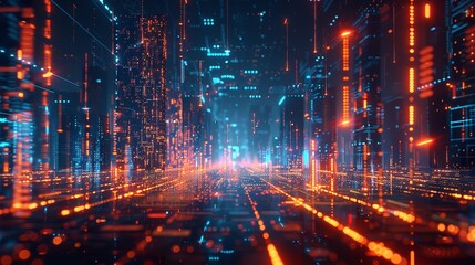 Obraz premium Futuristic Cityscape at Night time