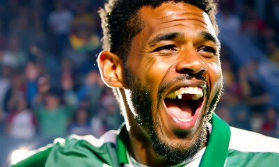 Algerian Man Cheering at Local Sports Game