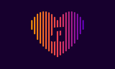 Music in the heart. Sound wave heart. Sound wave, Heart shape, Digital, Media and Music equalizer. Vector illustration.