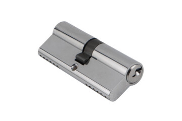 The cylinder of the lock isolated on white background. Door lock cylinder isolated