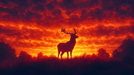Red Sky, Majestic Deer.