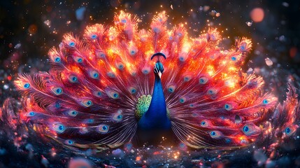 Peacock with Fiery Feathers.