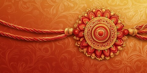 Elegant Raksha Bandhan Illustration: Abstract Rakhi Design for 2025 Indian Festival. Minimalist Cultural Art with Gradient Texture for Marketing, UI, and 4K Wallpapers. Celebrating Sibling Bond and Na
