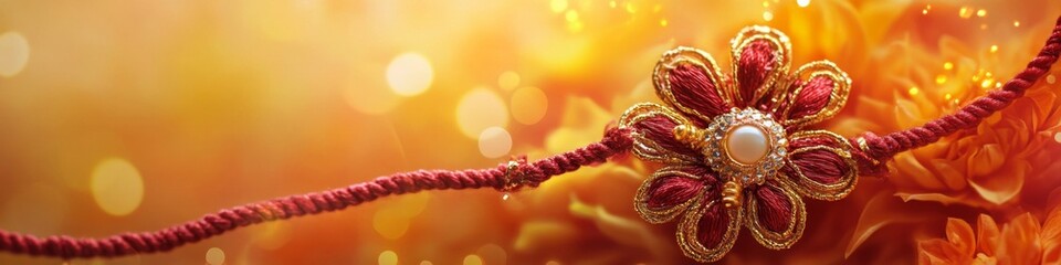 Fototapeta premium Elegant Raksha Bandhan Illustration: Abstract Rakhi Design for 2025 Indian Festival. Minimalist Cultural Art with Gradient Texture for Marketing, UI, and 4K Wallpapers. Celebrating Sibling Bond and Na