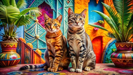 feline love story romantic getaways exotic locations bold vibrant colors modern style