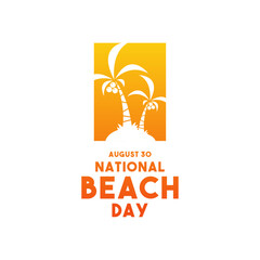 Vector Illustration of National Beach Day. August 30. Gradient colors. Coconut tree silhouette.