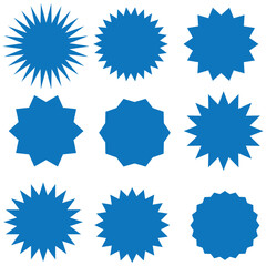 Set of Vector Starburst Badges. Simple Flat Style Vintage Labels, Stickers. eps 10 